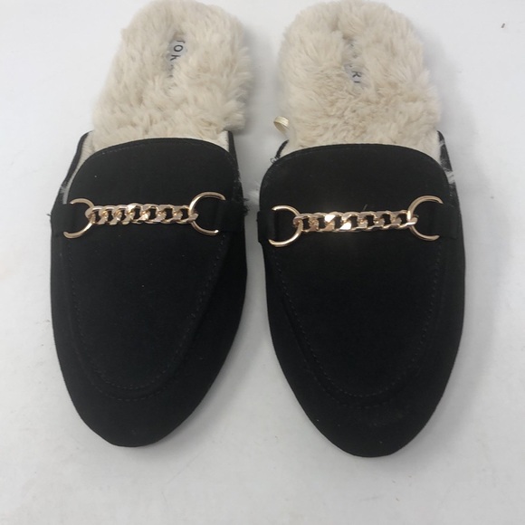 torrid Shoes - Torrid Black with Gold Horsebit Faux Fur Limes Mule Loafers